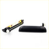 Black outer door handle set for Mazda B2000 with black plastic exterior and metallic internal mechanism shown from back side