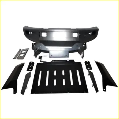 Black plastic undercarriage protection kit with molded contours and brackets for ford ranger px2 px3 steel bumper