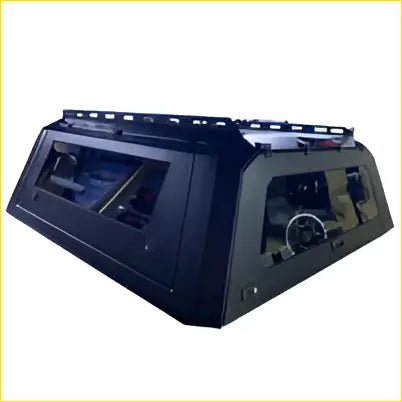 Black steel tub canopy with black plastic roof rack and central control knob for mitsubishi triton mn 2009-2014