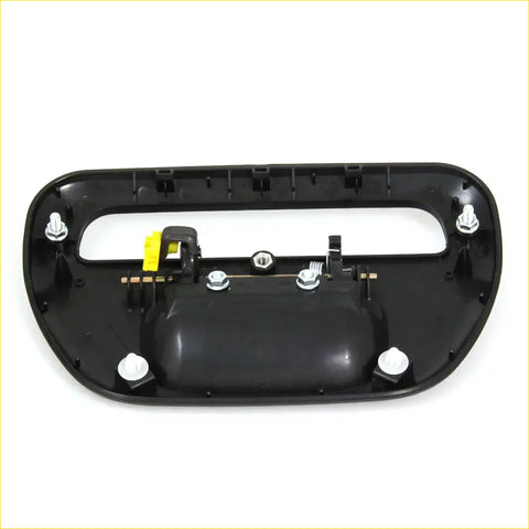 Back side of black plastic tail gate handle with mounting hardware and yellow part for mitsubishi l200 triton 2005-2013