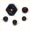 Black rubber body mounting base support with hexagonal and cylindrical shapes for nissan datsun 720 1980-1986