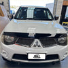 White mitsubishi suv with glossy finish and black bonnet guard protector stone guard for triton 2005-2015