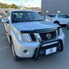 Silver nissan navara d40 with black bonnet guard protector stone guard and front bumper guard from 2005-2015 thai model