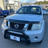 Silver nissan np300 pickup with black bonnet guard stone protector and chrome grille accents for navara d40 2005-2015 thai