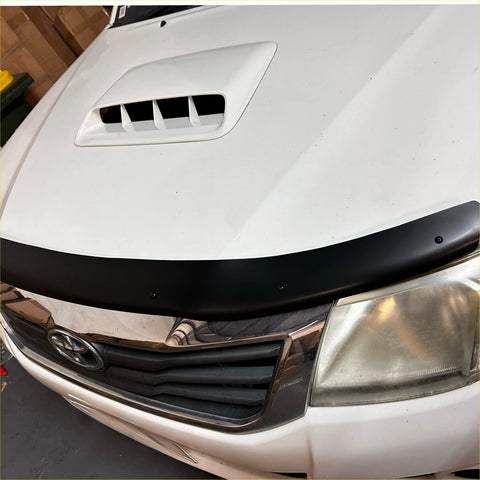 Black plastic bonnet guard protector with mounting hardware for white toyota hilux 2012-2015 matte black