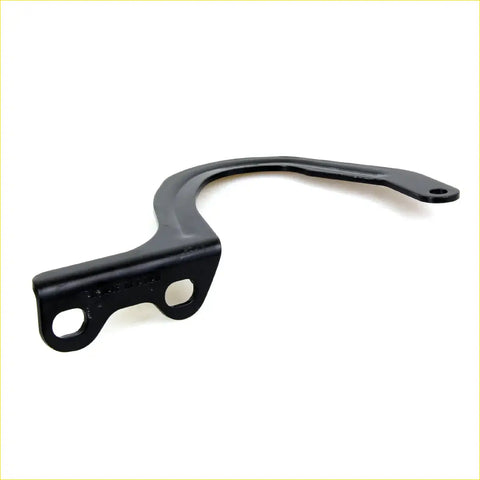 Black metal bonnet hinge bracket with curved design and two circular mounting holes for toyota hilux ln100-ln111