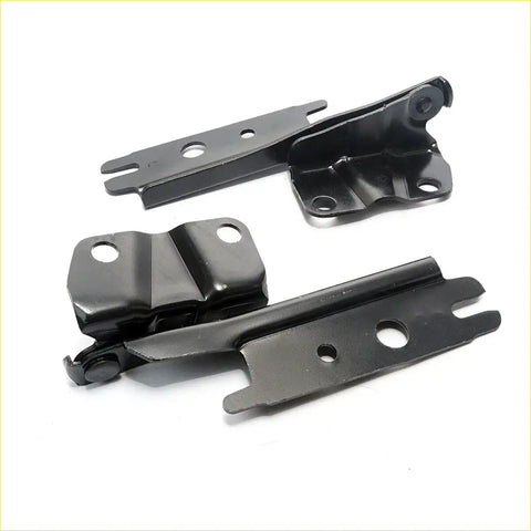 Black metal bonnet hinges for mazda b series with matte finish and precise cutouts for mounting 2002-2006