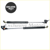 Black gas lift struts with metallic ends and cylindrical body for bonnet hood support on toyota land cruiser lc80