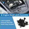 Black plastic bonnet latch assembly with metallic parts for toyota fj cruiser 2007-2014 to secure hood