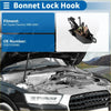 Black metal bonnet latch assembly with spring-loaded hook and mounting brackets for toyota tacoma 1995-2000