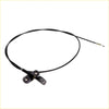 Black bonnet release cable for nissan ad wingroad with metallic connector and embossed logo on black plastic housing