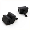 Black rubber door stoppers with blocky design and cylindrical parts for bonnetbumper on nissan datsun ute 1965-1997