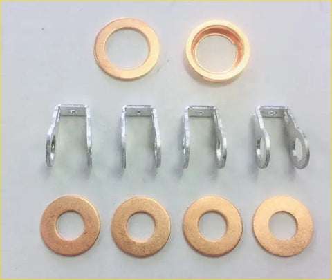 Set of copper and silver metal washers and brackets for bottom end gasket for nissan cabstar navara d22 d40 2.5 dci di
