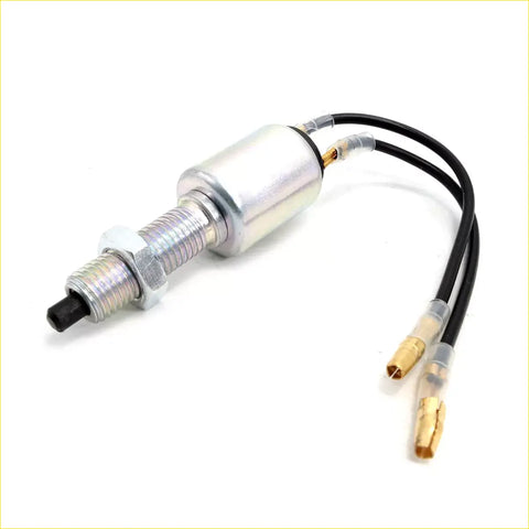 Silver cylindrical brake lightswitch for nissan datsun bluebird 910 sedan with threaded metal body and black wires