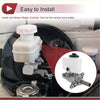 White plastic reservoir and metallic brake master cylinder assembly for toyota 4runner 2002-2009 shown from back side