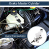 White plastic brake master cylinder with black cap and metal parts for Toyota Hilux Pick Up 2005-2006 shown with close-up view