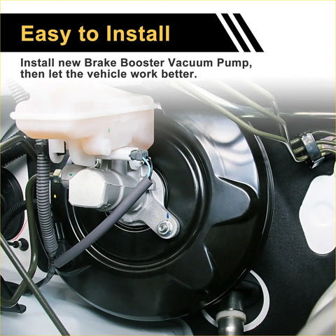 Black brake vacuum pump with silver metal parts and translucent reservoir for Toyota Land Cruiser 2007-2018