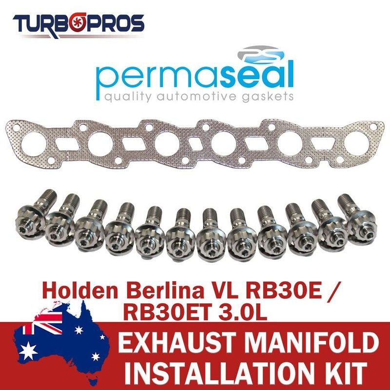Holden Berlina VL 3.0L Permaseal Exhaust Manifold Titanium Stud&Gasket Kit
