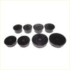 Set of black rubber cabin mounting bushings with central holes for Toyota Hilux N80 LN81 LN86 YN85 YN90 1988-1997