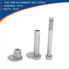 Silver metallic camber alignment toe link bolt with threaded shaft hex head washer and nut for toyota 4runner 2010-2022