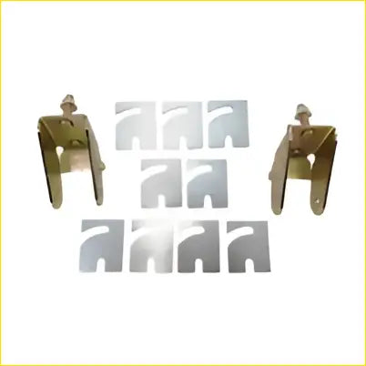 Gold-colored metal u-shaped camber caster brackets with small cylindrical tops for ford falcon ba bf ea el fairlane ba bf