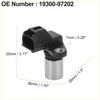 Black and silver camshaft position sensor with molded plastic housing and metal shaft for toyota tacoma tundra 2005-2023