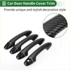 Black carbon fiber textured car door handle covers with glossy finish and silver trim for toyota rav4 2013-2018