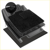 Black rubber car floor mat with textured carpeted surface and molded contours for precise fit in BYD Dolphin mini seagulls EV 2024