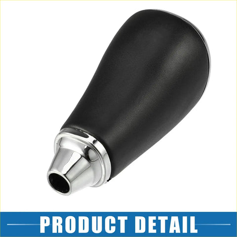 Black leather car gear shift knob with polished chrome base for toyota hilux 2005-2012 in black carbon fiber