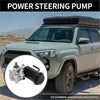 Silver and black power steering pump with cylindrical reservoir mounted on off-road toyota 4runner v6 3.4l (96-02)