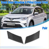Black carbon fiber front door window a pillar cover trim for toyota rav4 2019-2023 shown from the back side