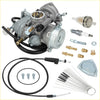 Silver carburetor with brass fittings and black hoses plus spark plugs screws and brushes for suzuki ozark 250