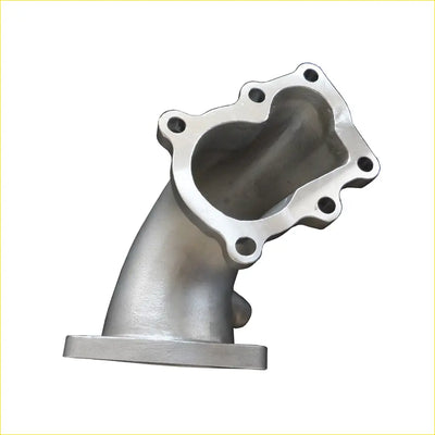 Silver metallic cast 304 stainless steel dump pipe for Nissan Patrol GU 4.2L TD42-T with flanged angular design