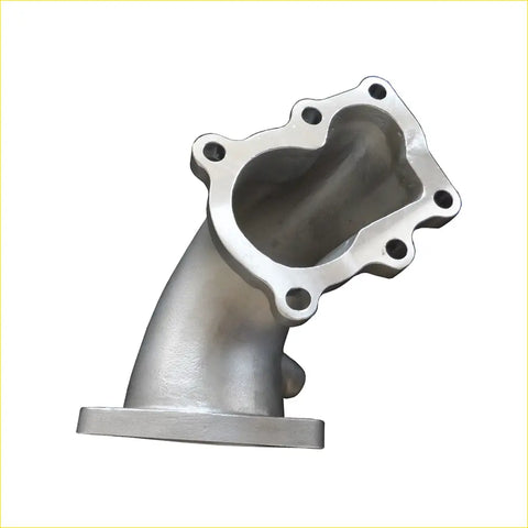Silver metallic cast 304 stainless steel dump pipe for Nissan Patrol GU 4.2L TD42-T with flanged angular design