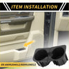 Black plastic dual cup holder for toyota tacoma 2010-2015 center console door panel insert set back side view