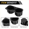 Black plastic dual cup holder insert with molded ridges for a secure fit fits toyota tacoma 2010-2015 center console
