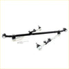 Black center link tie rod kit for Nissan Datsun D21 with silver ball joints and mounting hardware shown from back side