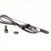 Black plastic-coated cable with metal connector and mounting hardware for chrome antenna pillar nissan datsun 720 ute