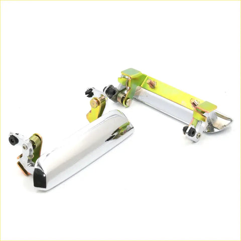 Chrome door handle for mazda b1600 b1800 b2000 b2200 with yellow-green mechanical parts shown from back side