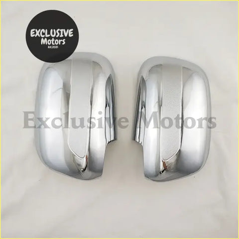Pair of chrome door mirror cover trims for 2008-2014 Toyota Hilux VIGO with sleek reflective chrome finish