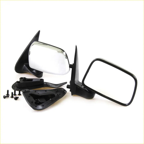 Black plastic side-view mirrors with chrome-finished glass panels for toyota hilux ln145 ln165 ln166 ln170 1997-2005