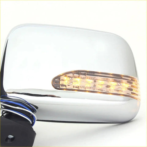 Chrome finished door mirror with amber led turn signal strip for toyota hilux surf tiger 1995-2005