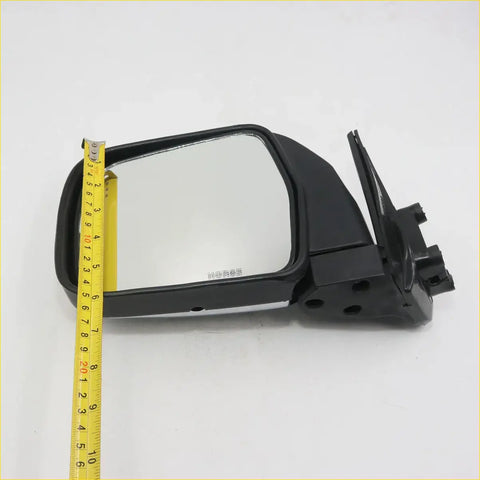 Black plastic side view mirror with rectangular reflective surface and mounting bracket for toyota hilux 1988-1997
