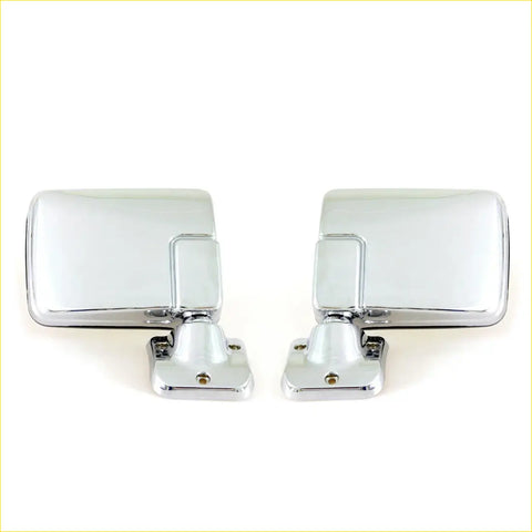 Pair of chrome door mirrors for mitsubishi l200 strada triton warrior with rectangular chrome finish and sturdy brackets