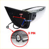 Black and chrome electric door mirror for Nissan Navara d40 with 3-pin connector shown from back side