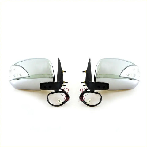 Chrome electric folding led door mirrors with chrome finish and black mounts for toyota hilux 2004-2015 visible back side