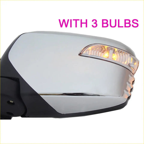 Chrome electric wing mirror with amber led turn signal lights for mitsubishi l200 triton warrior 2006-2015