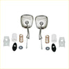 Pair of chrome fender rectangular motorcycle side mirrors with curved glass and slim stems for mazda cosmo 121 ap rx-5 sport