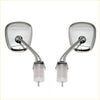 Pair of chrome fender motorcycle side mirrors with rounded rectangular glass and translucent mounts for mazda cosmo 121 ap rx-5 sport