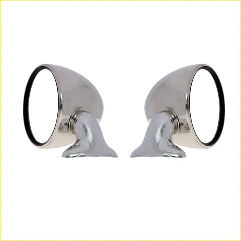 Pair of chrome fender mirrors with black-rimmed oval glass for datsun nissan s30 fairlady z 240z 260z